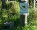 Takahe-crossing sign and rodent trap on Motutapu